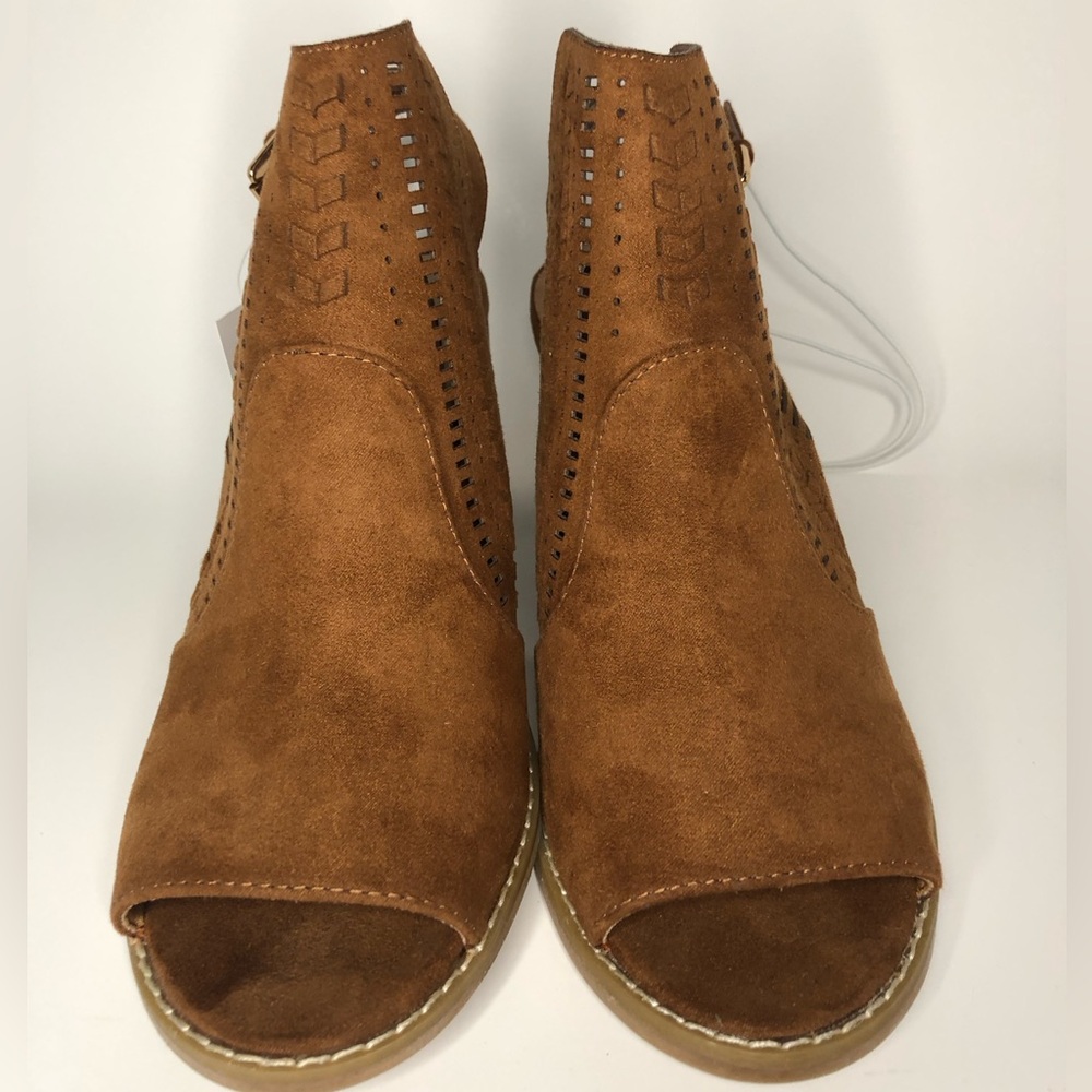 Universal Thread Brown Suede Peep Toe Stacked Blo… - image 9